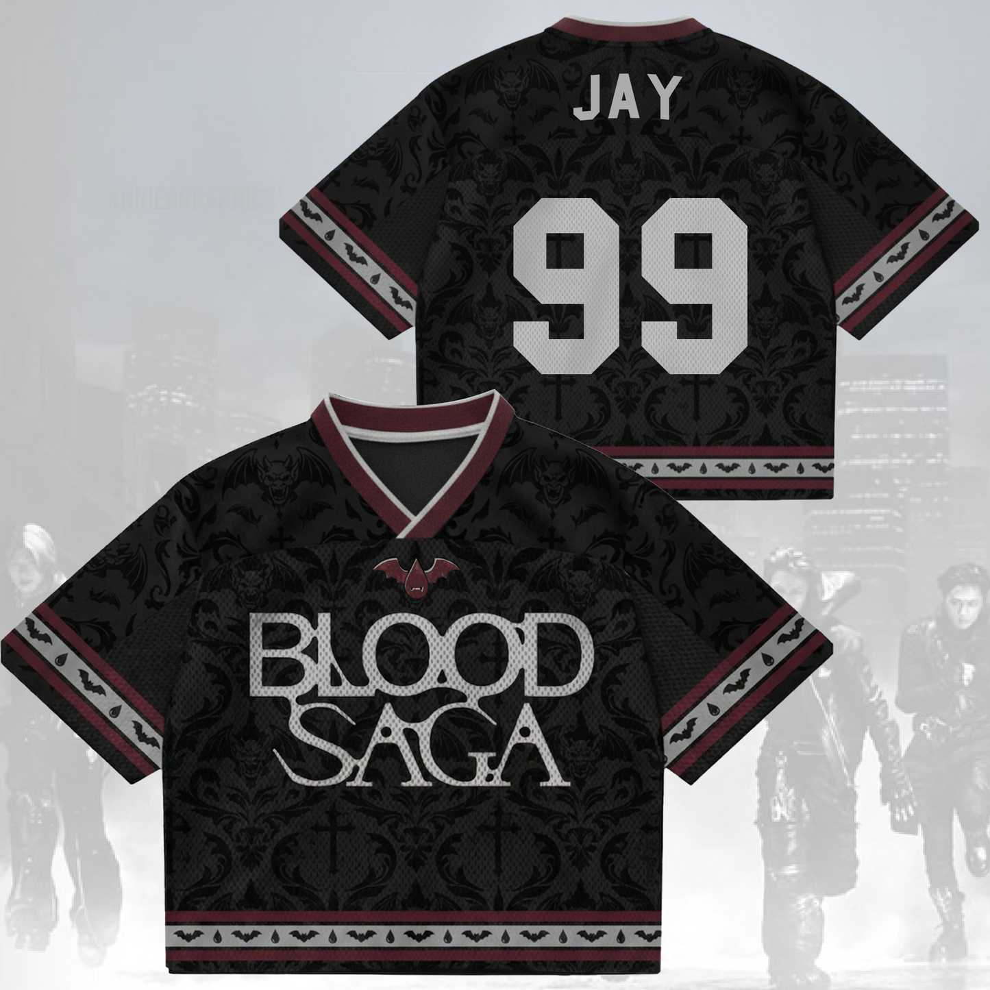 Dark Enhypen Blood Saga 2026 World Tour Mix Mesh Jersey