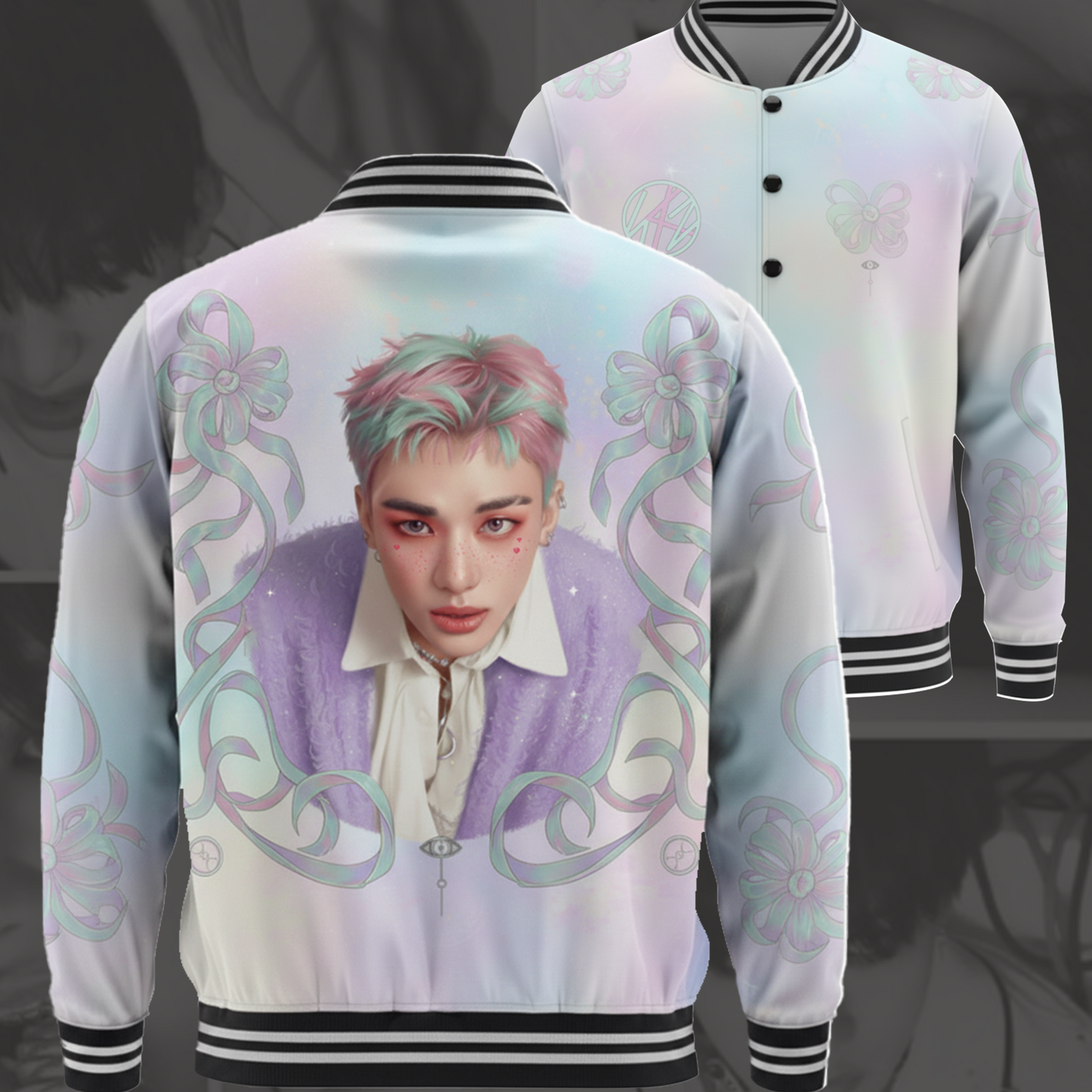 WAVESTEEᵀᴹ Coquette Bow Baseball Jacket Stray Kids Bang Chan Felix Huynjin