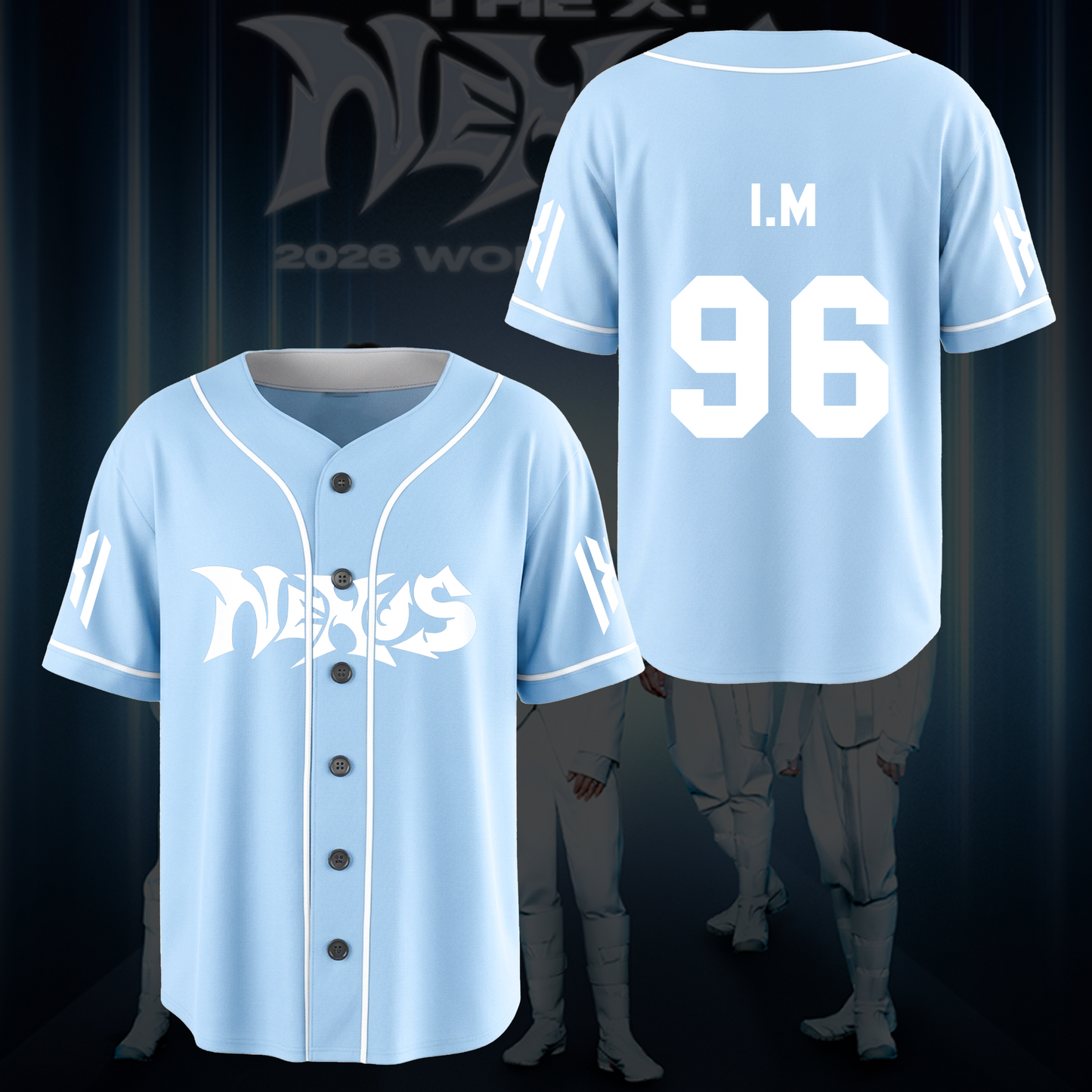 MONSTA X The X Nexus World Tour Blue Baseball Jersey The Phase Gift For Fans