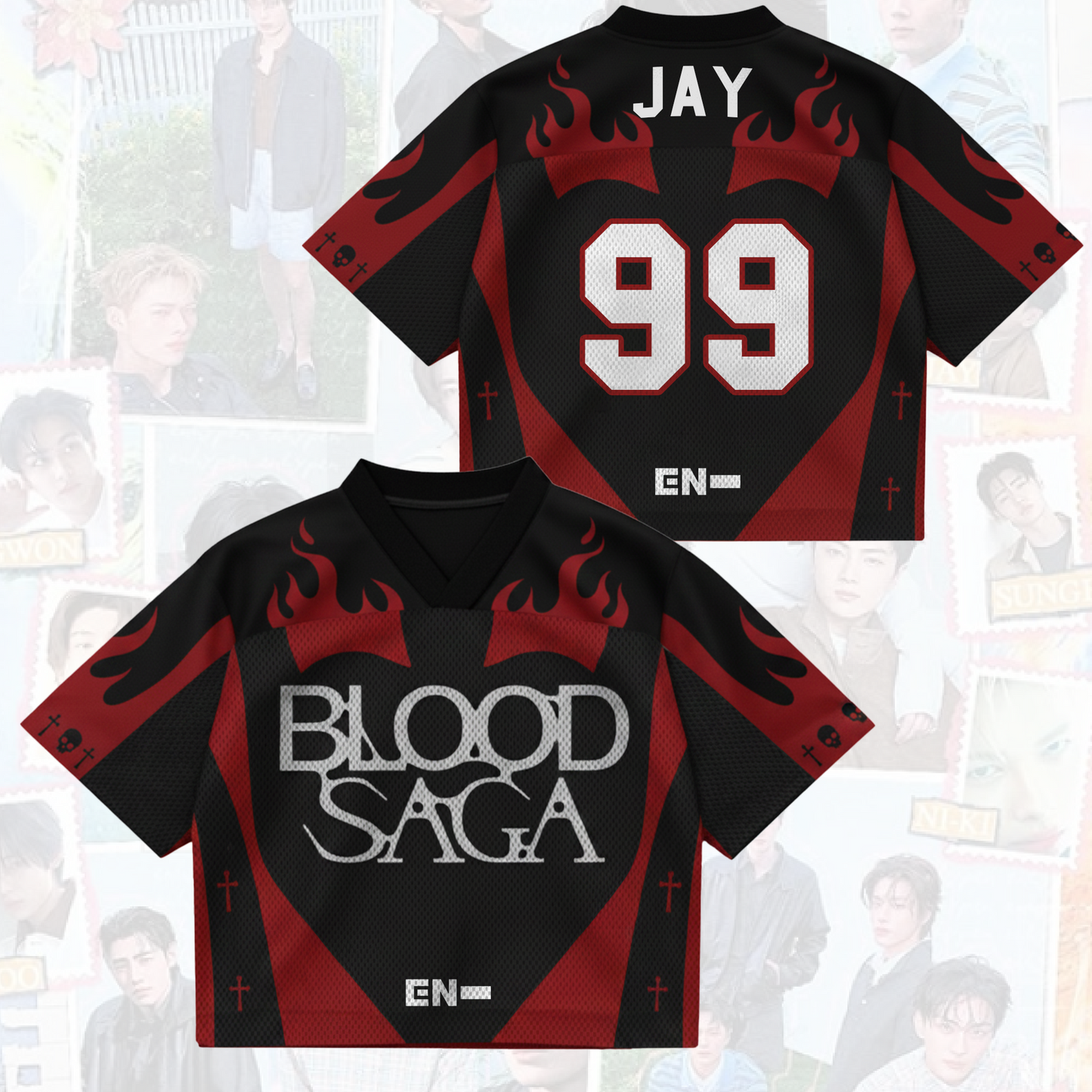 Vampire Heart Blood Saga Enhypen World Tour Mixed Mesh Jersey