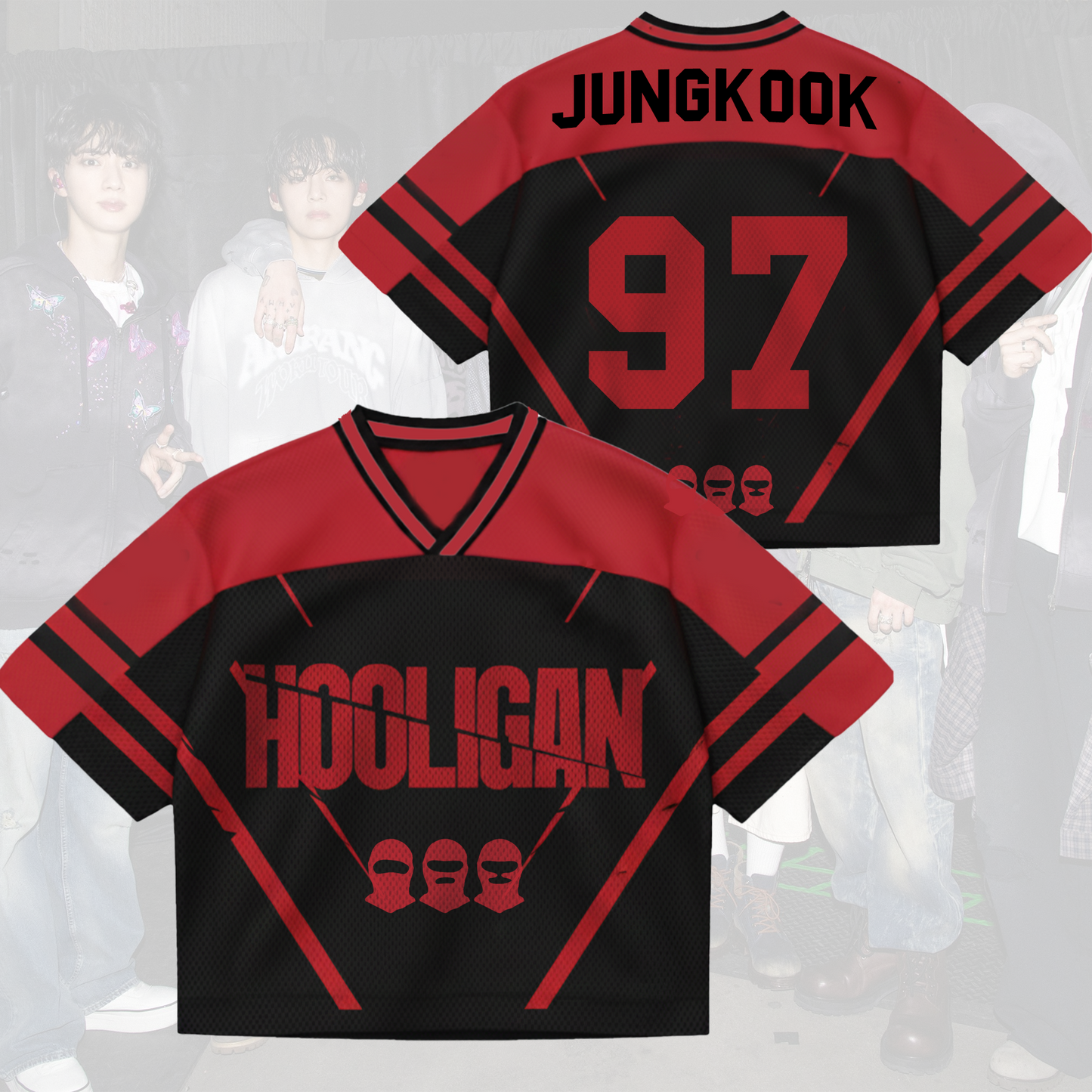 Outlaw Bangtan Squad BTS Hooligan World Tour Mixed Mesh Jersey Gift For Fans