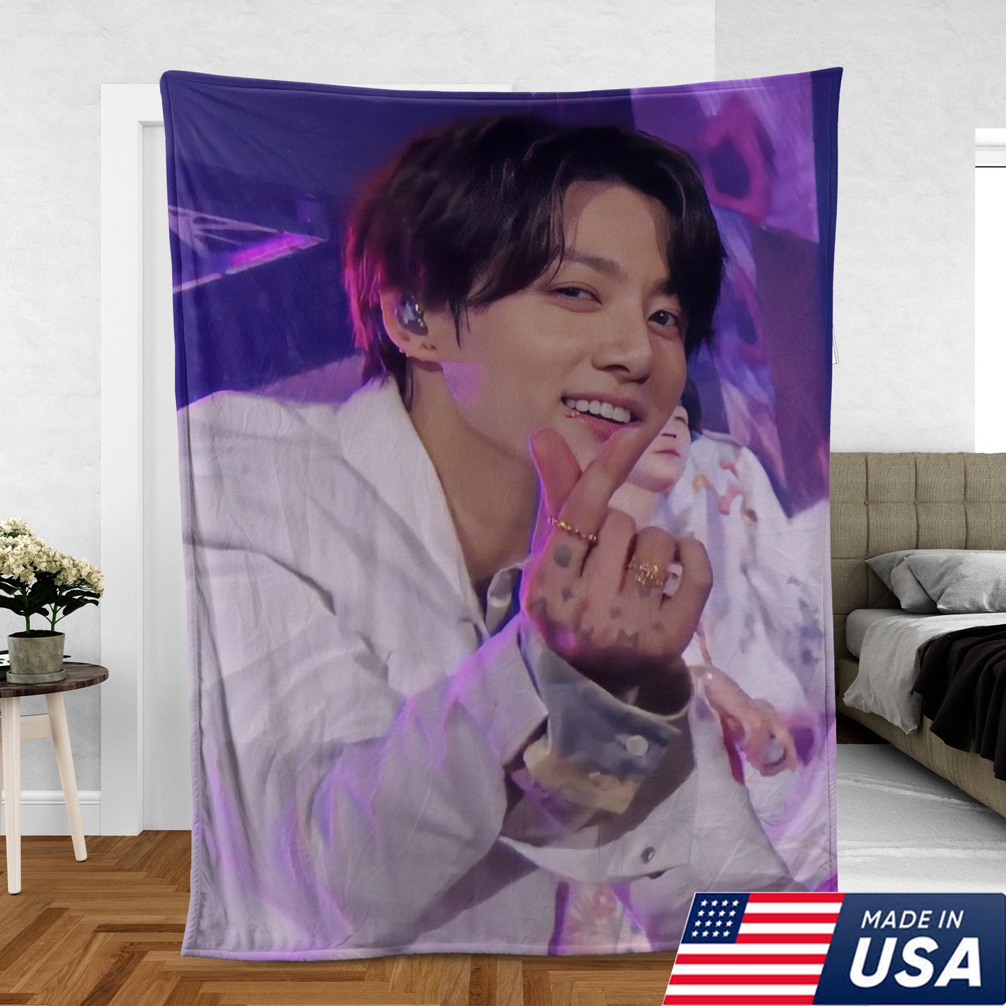 WAVESTEEᵀᴹ Jungkook Heart Pose Blanket – Perfect Cozy Gift for BTS Army Fans