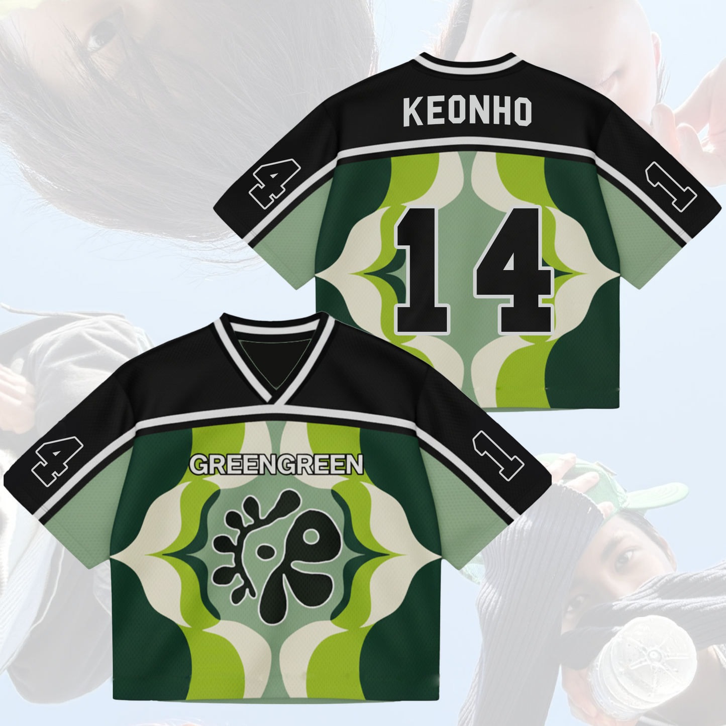 Green Floral Cortis Album Mixed Mesh Jersey