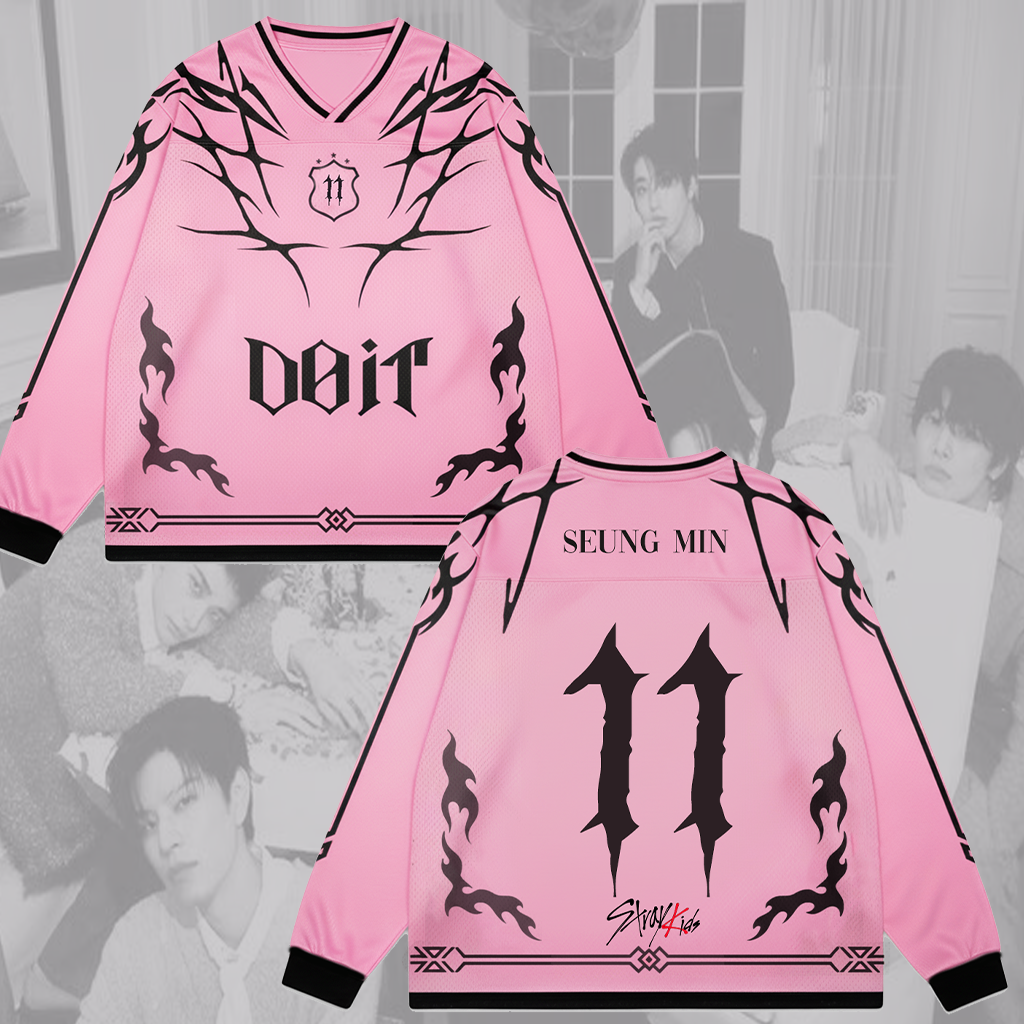 Pink Stray Kids Do It Album Splicing Long Sleeved Gift For Lovers