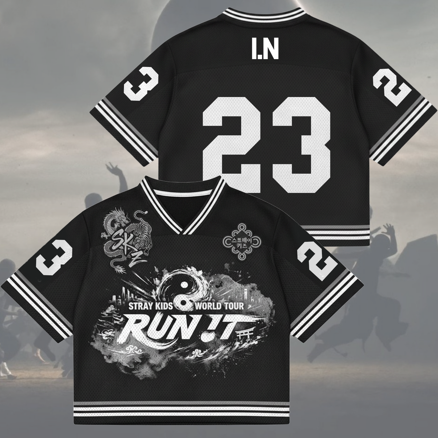 Traditional Run It World Tour Stray Kids Mixed Mesh Jersey Fan Edition