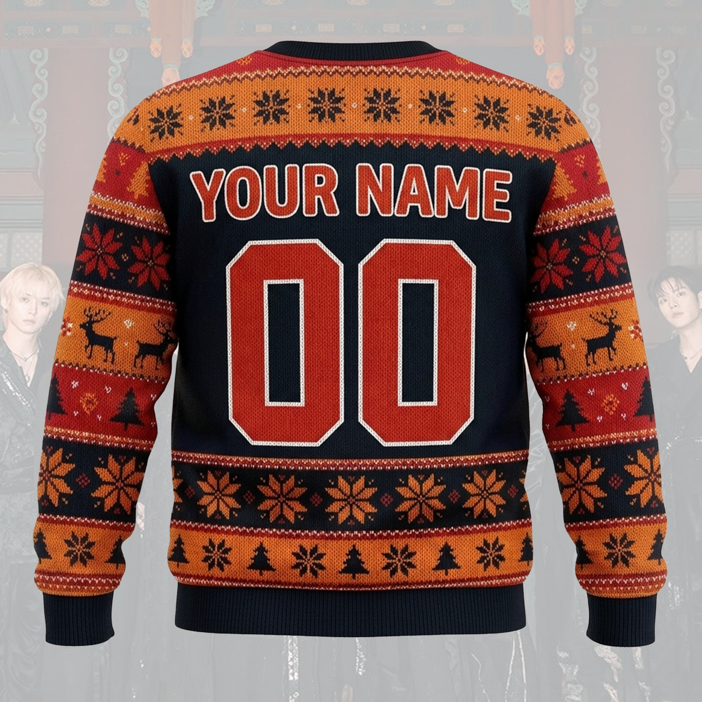 Stray Kids Run It World Tour Charming Christmas Ugly Sweater Orange Stay Edition