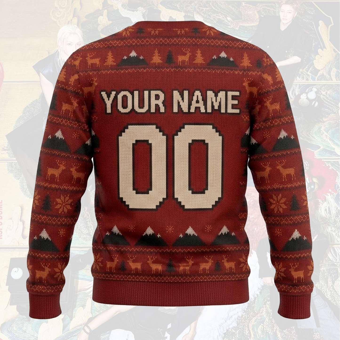 Stray Kids Burgundy Holiday Ugly Sweater Run It World Tour Edition Gift For Fans