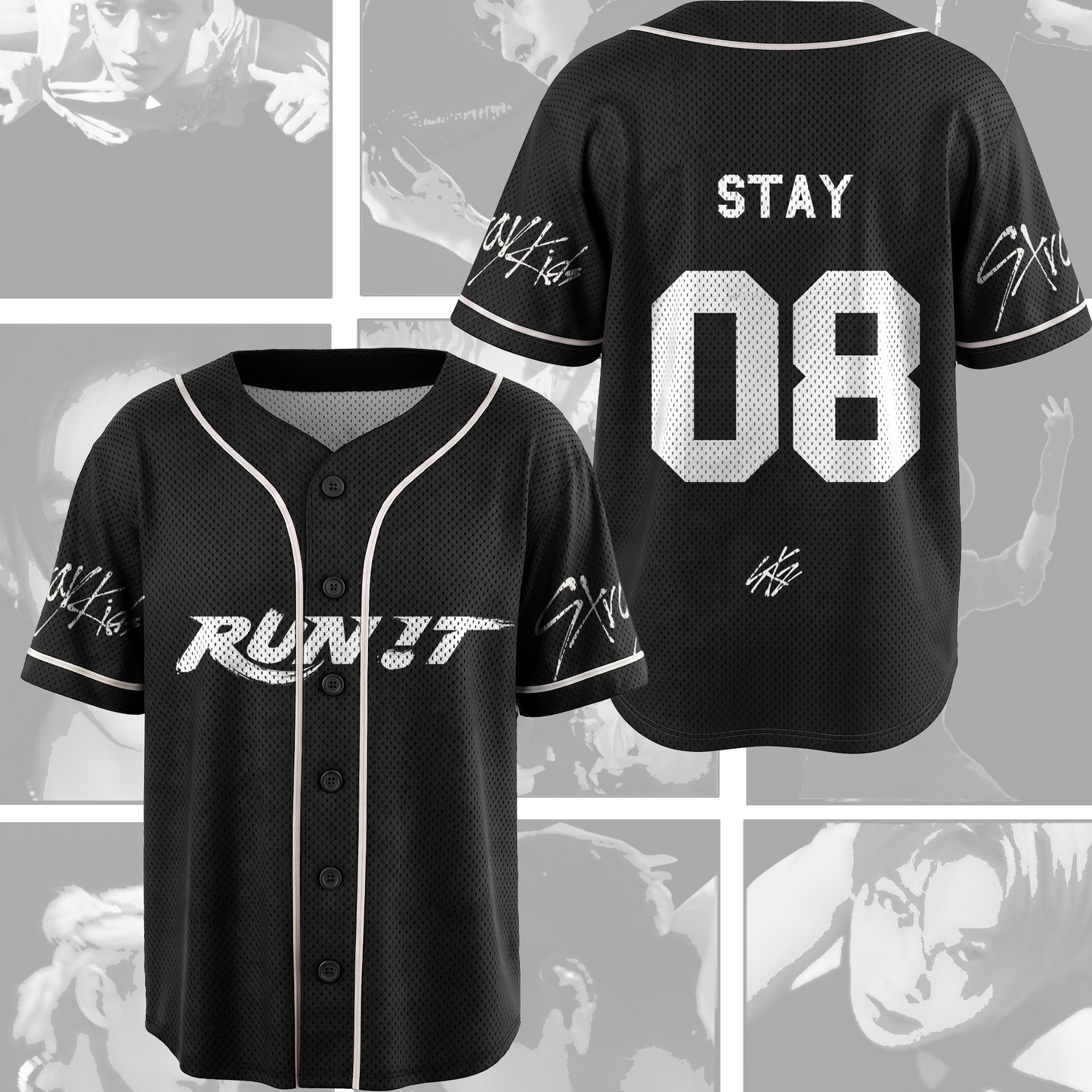 Stray Kids Run It World Tour Mesh Baseball Jersey Fan Editon