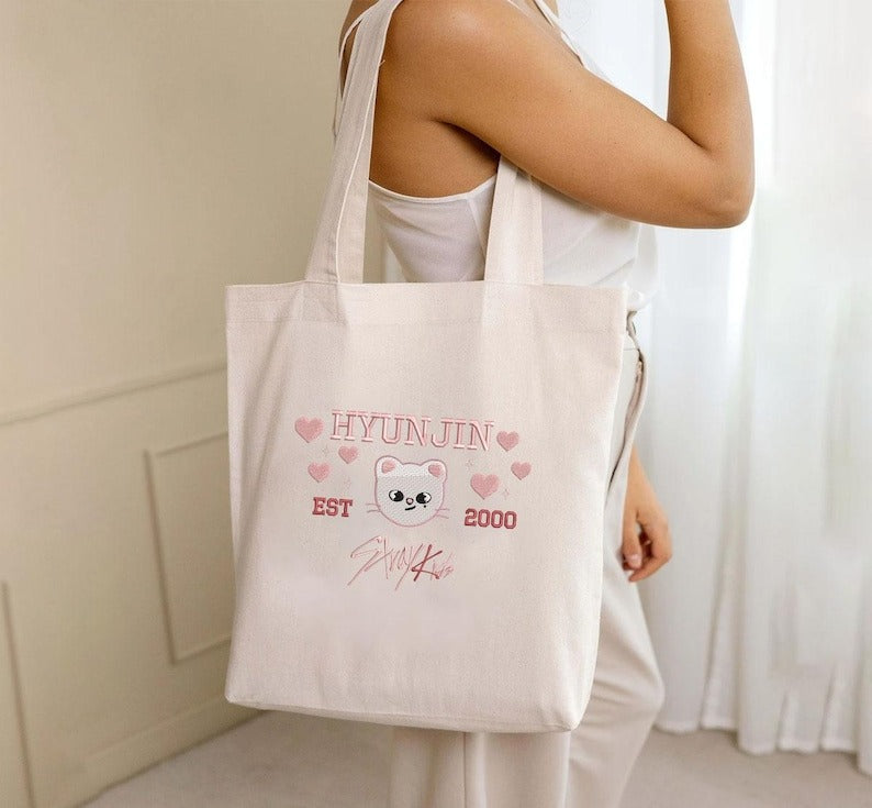 WAVESTEEᵀᴹ Embroidered StrayKids Member Group Tote Bag