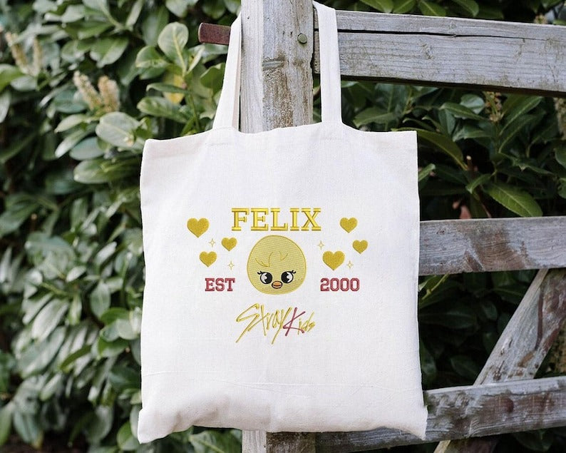 WAVESTEEᵀᴹ Embroidered StrayKids Member Group Tote Bag