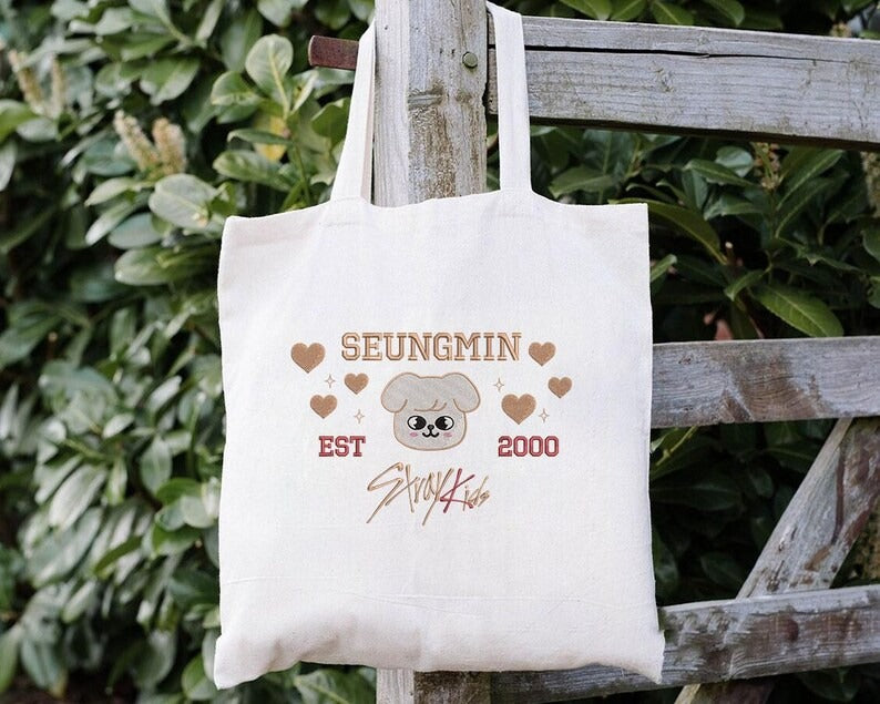 WAVESTEEᵀᴹ Embroidered StrayKids Member Group Tote Bag