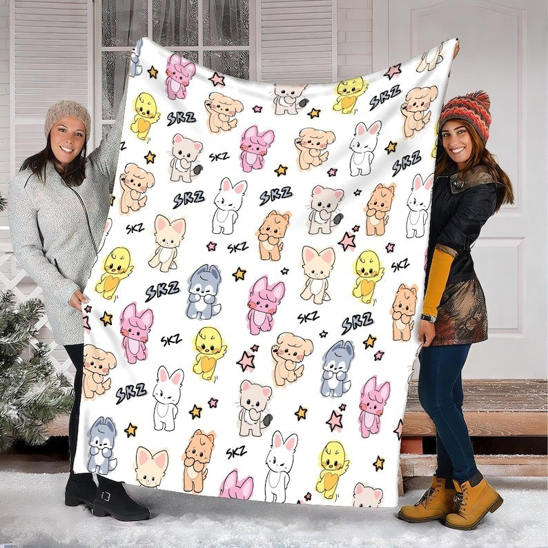 WAVESTEEᵀᴹ SKZoo Kawaii Fleece Blanket