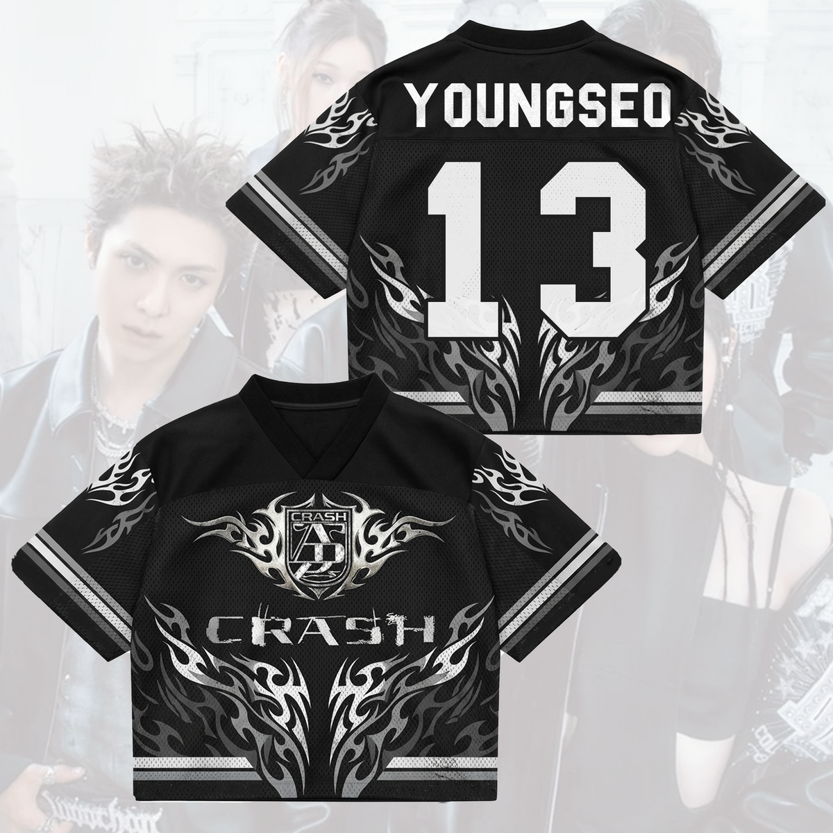 ALLDAY PROJECT Crash Album Heavy Metal Liquid Chrome Mixed Mesh Jersey Gift For Fans
