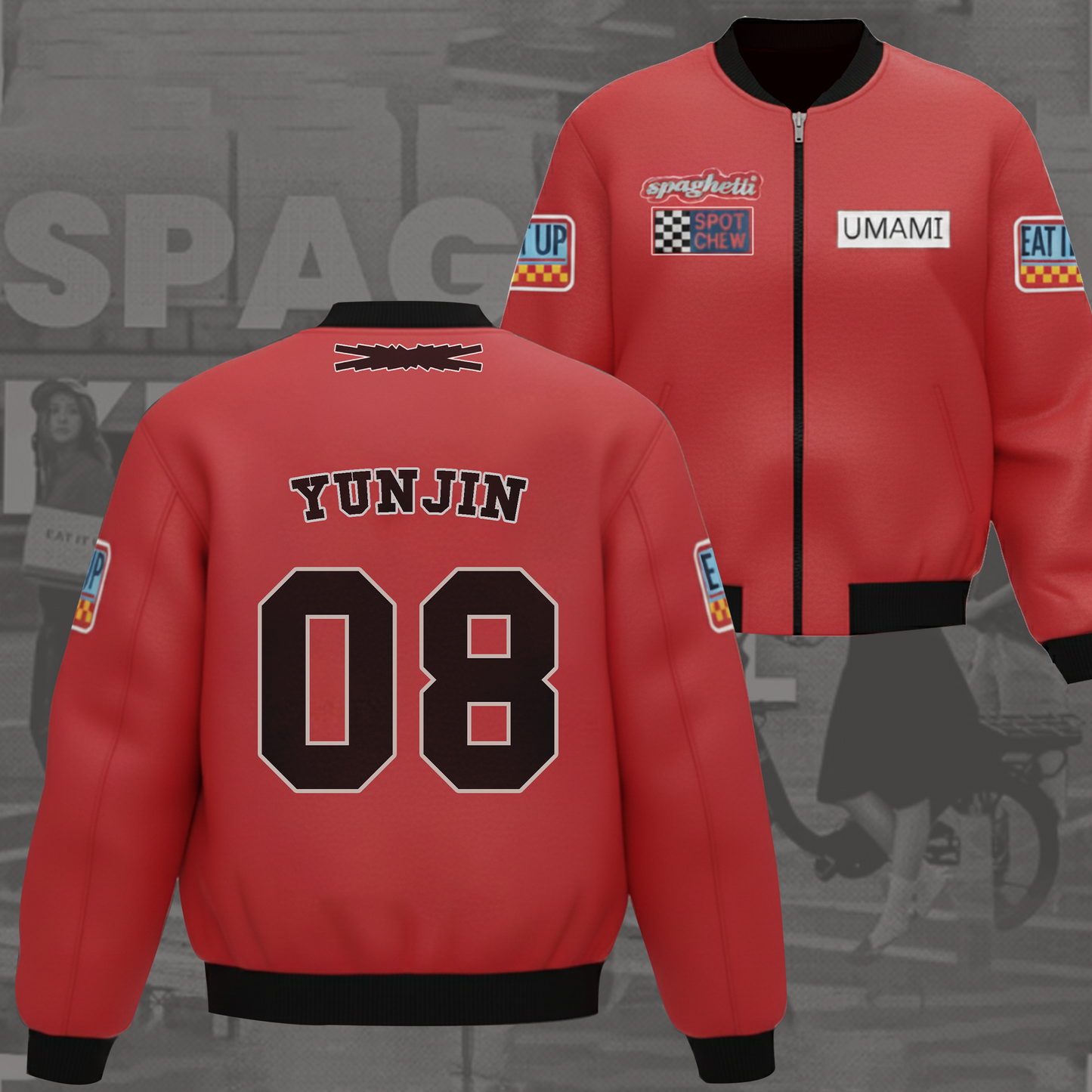 WAVESTEEᵀᴹ Le Sserafim Spaghetti Bomber Jacket Limited Album Edition