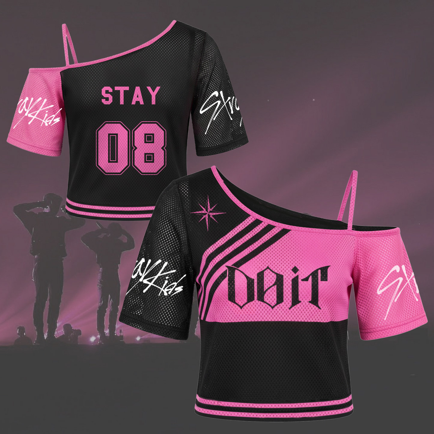 Sporty Chic Stray Kids Do It Off Shoulder Mesh Gift For Lovers