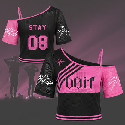 Sporty Chic Stray Kids Do It Off Shoulder Mesh Gift For Lovers