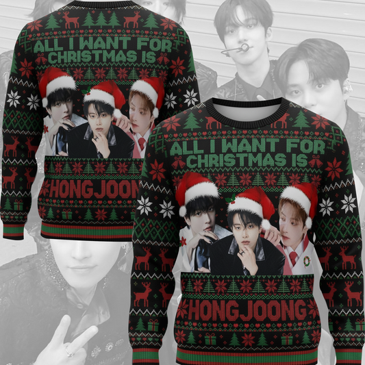 All I Want For Christmas Is Hongjoong Ugly Sweater Gift For Lovers