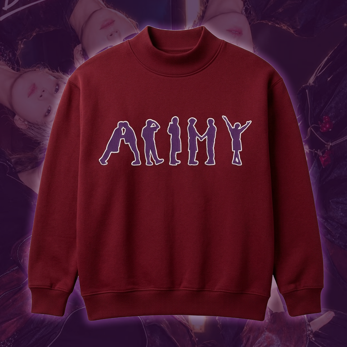 Iconic Army BTS Embroidered Mockneck Sweatshirt Gift For Fans