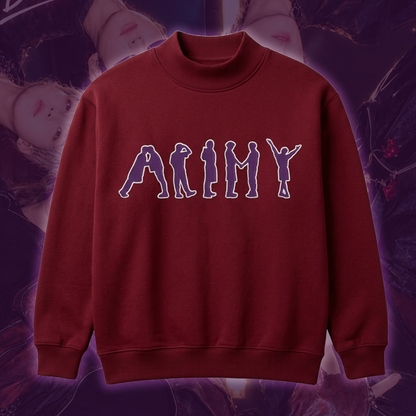 Iconic Army BTS Embroidered Mockneck Sweatshirt Gift For Fans