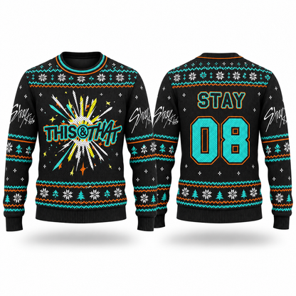 Stray Kids THIS & THAT Ugly Christmas Sweater, Custom Name Number Holiday Gift for STAY Fans