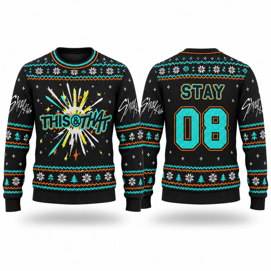 Stray Kids THIS & THAT Ugly Christmas Sweater, Custom Name Number Holiday Gift for STAY Fans