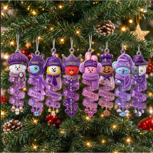 BT21 Spiral-Set Ornament BTS Borahae Acryl-Ornament Acryl-Weihnachtsbaumschmuck Fan-Edition