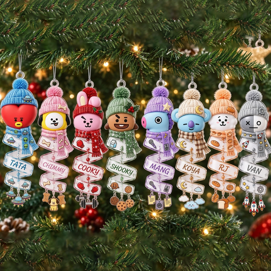 Weihnachts-BT21-Spiral-Set-Ornament BTS Acryl-Ornament Acryl-Weihnachtsbaum-Deko Fan-Edition