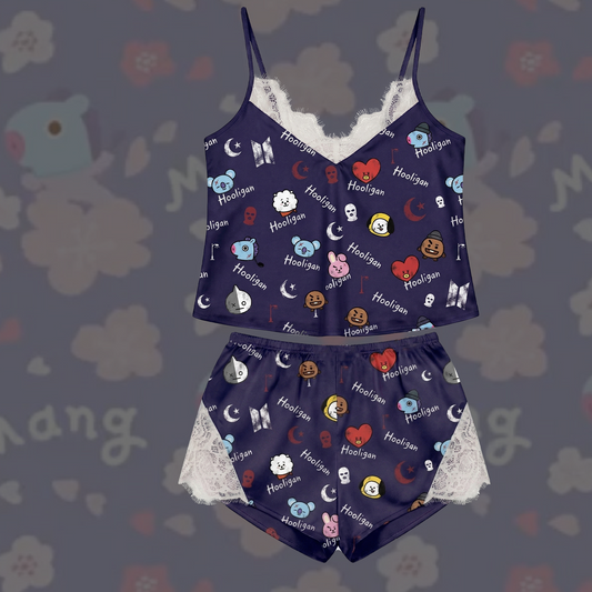 Bt21 Rebel Soul Hooligan Bts Lace Cami Sleepwear Gift For Fans