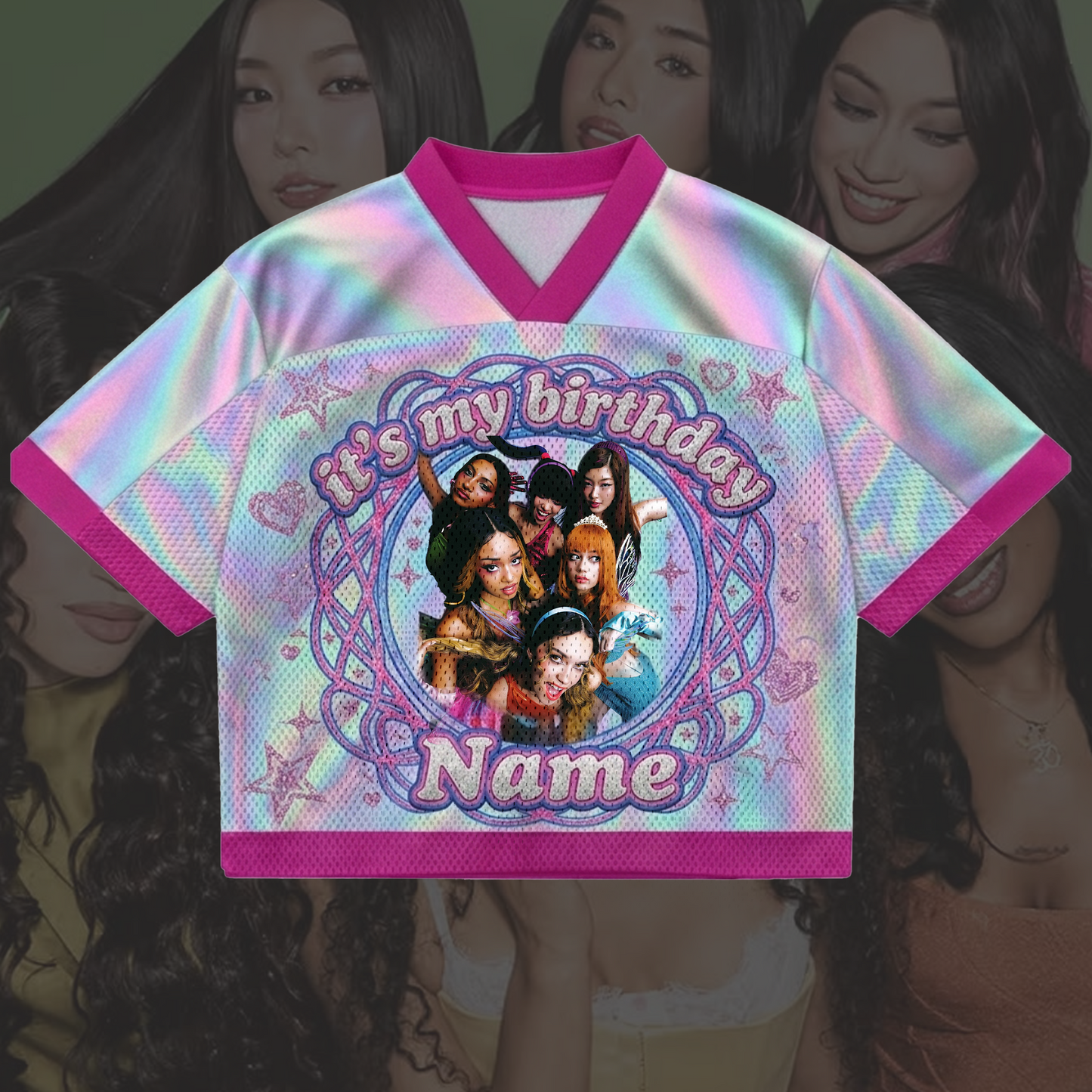 Personalized Happy Birthday Katseye Mixed Mesh Jersey Gift For Kid Eyekons
