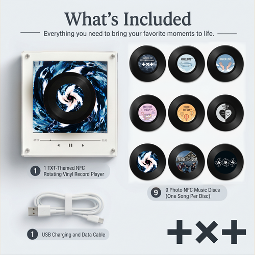 TXT Perfect Storm NFC Music Fridge Magnet Kpop Vinyl Record Player Display MOA Fan Gift Music Lover Collectible