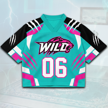 WILD 06 Wild Club Sporty Wave Mixed Mesh Jersey Teal Pink Edition