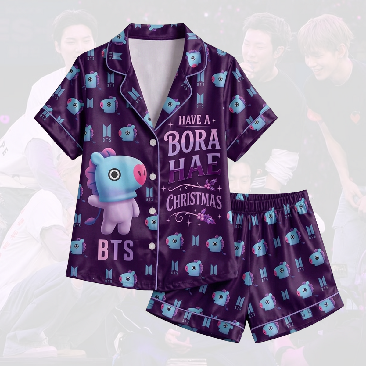 BTS J Hope BT21 Borahae Christmas Cute Pajama Set