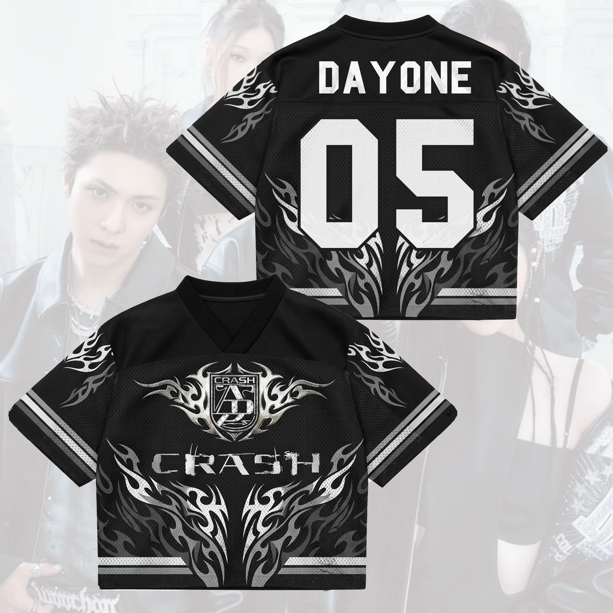 ALLDAY PROJECT Crash Album Heavy Metal Liquid Chrome Mixed Mesh Jersey Gift For Fans