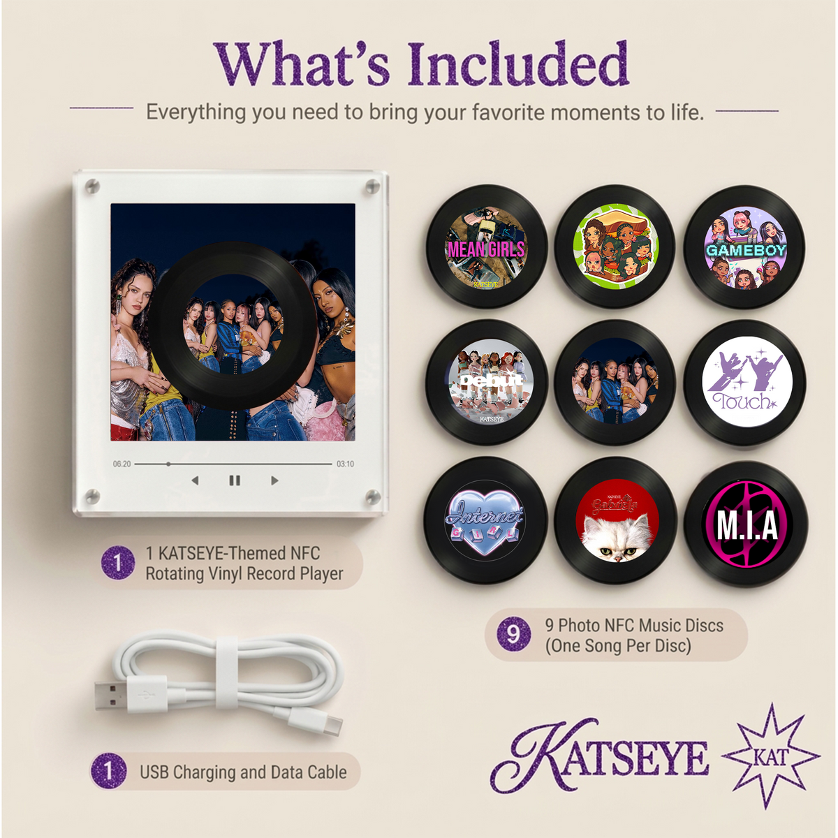 Katseye Era SIS NFC Music Fridge Magnet Kpop Vinyl Record Player Display Eyekons Katseye Fan Gift Music Lover Collectible