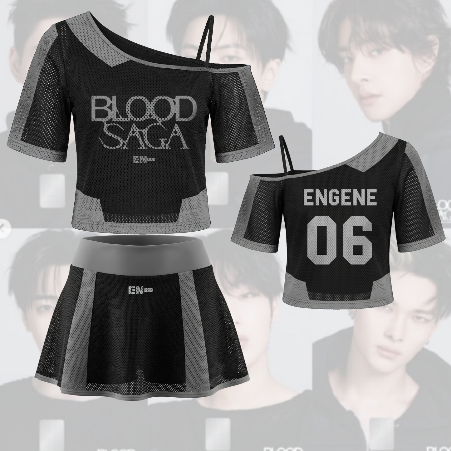 Chic Girl Enhypen Blood Saga World Tour Tour Off Shoulder Mesh