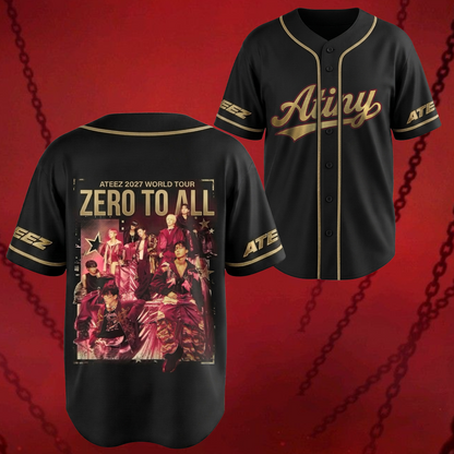Dynamic Ateez Zero To All World Tour Golden Hour Series Baseball Jersey Gift For Fans