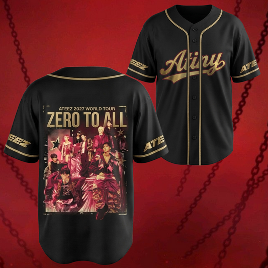 Dynamic Ateez Zero To All World Tour Golden Hour Series Baseball Jersey Gift For Fans