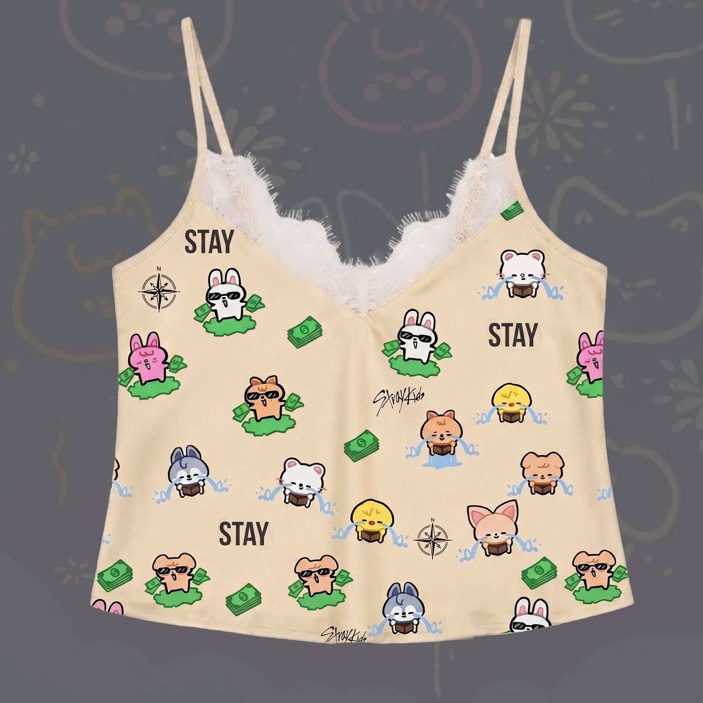 Funny Skzoo Hard Worker For Tour Lace Cami Sleepwear Gift For Stay