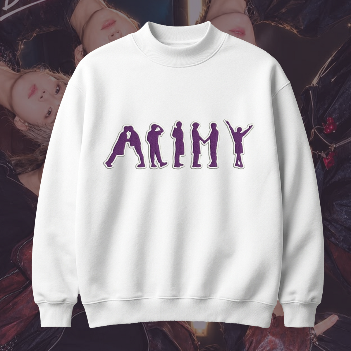 Iconic Army BTS Embroidered Mockneck Sweatshirt Gift For Fans