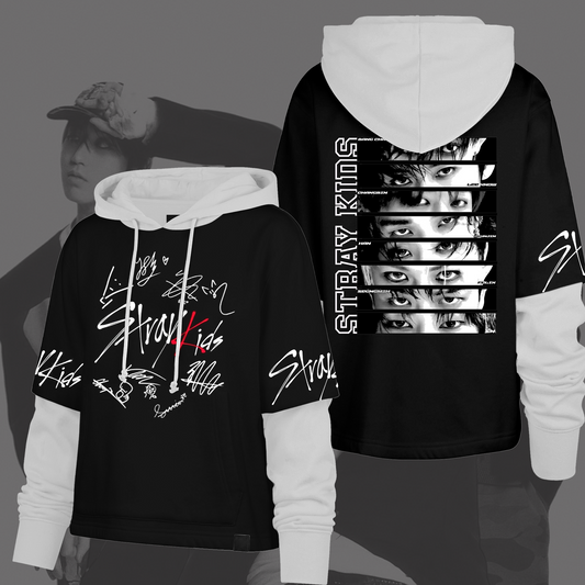 Signature And Eye To Eye Stray Kids  Shortstop Hoodie Gift For Fans
