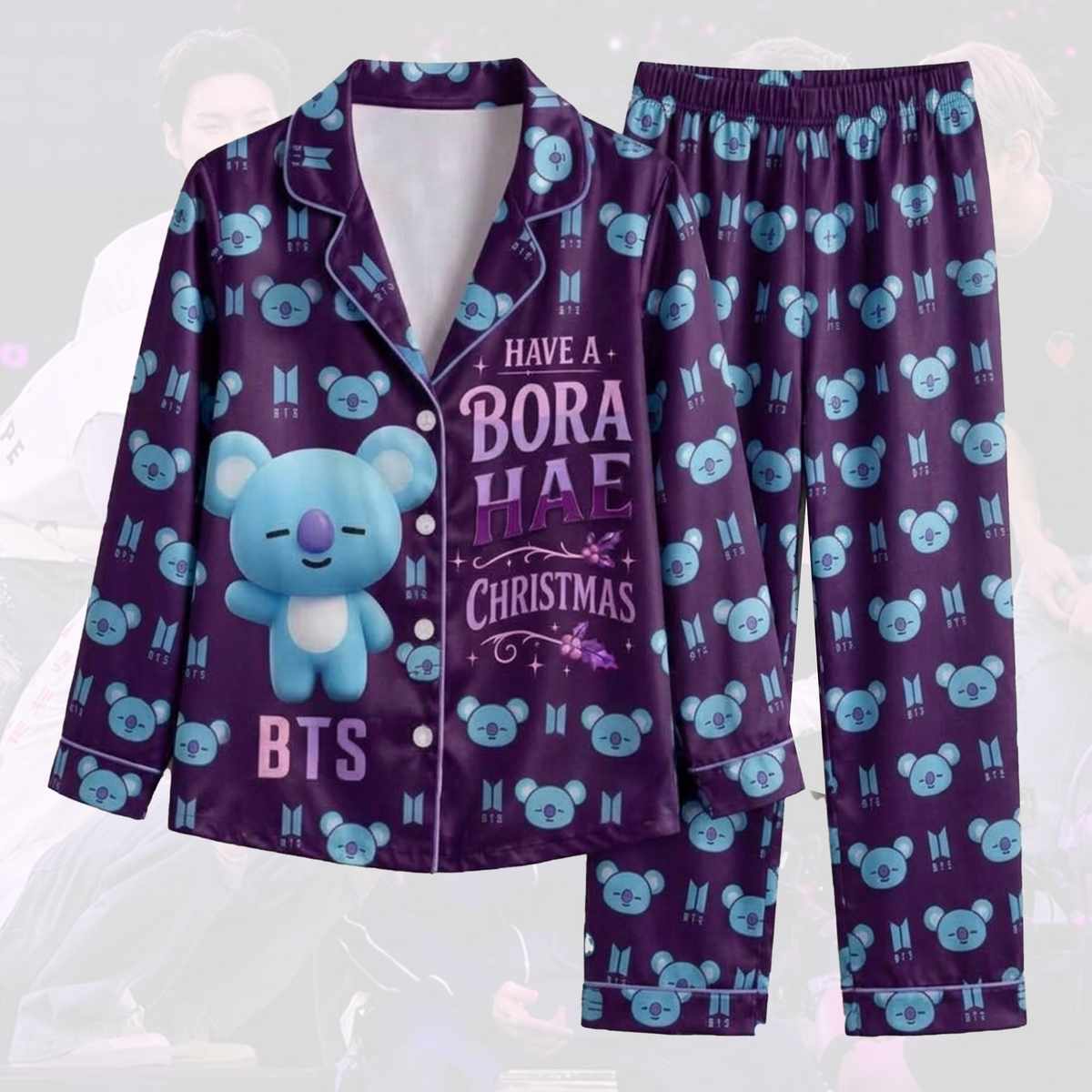 BTS RM BT21 Borahae Christmas Cute Pajama Set