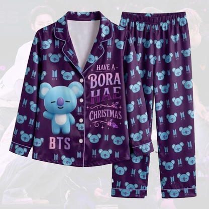 BTS RM BT21 Borahae Christmas Cute Pajama Set