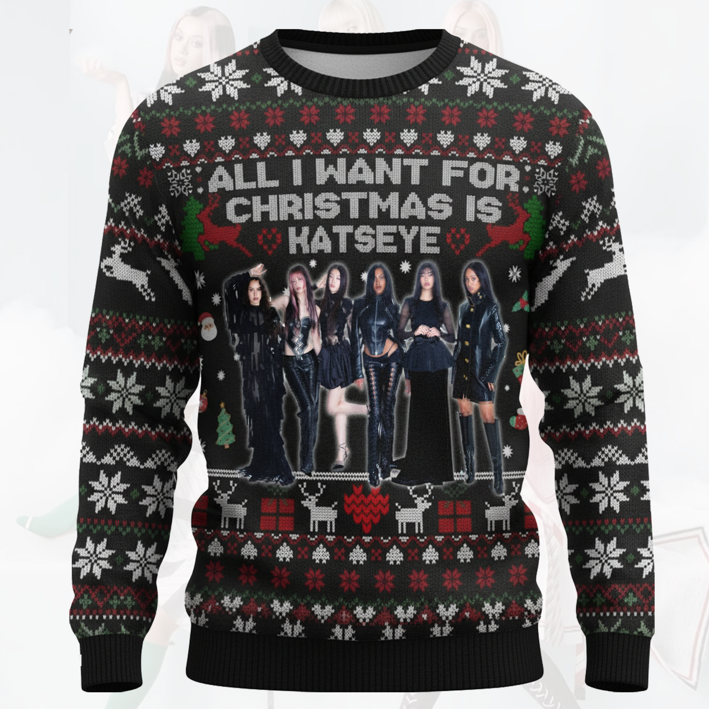 Merry Katseye Ugly Christmas Sweater Fan Edition