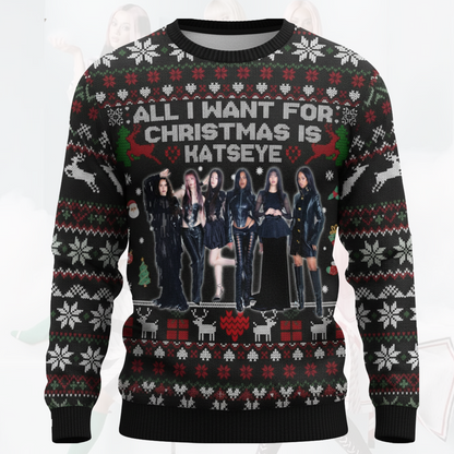 Merry Katseye Ugly Christmas Sweater Fan Edition