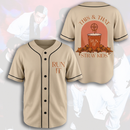 Stray Kids Run It This That Album Baseball Jersey Orange Season Merch Gifts For Fans