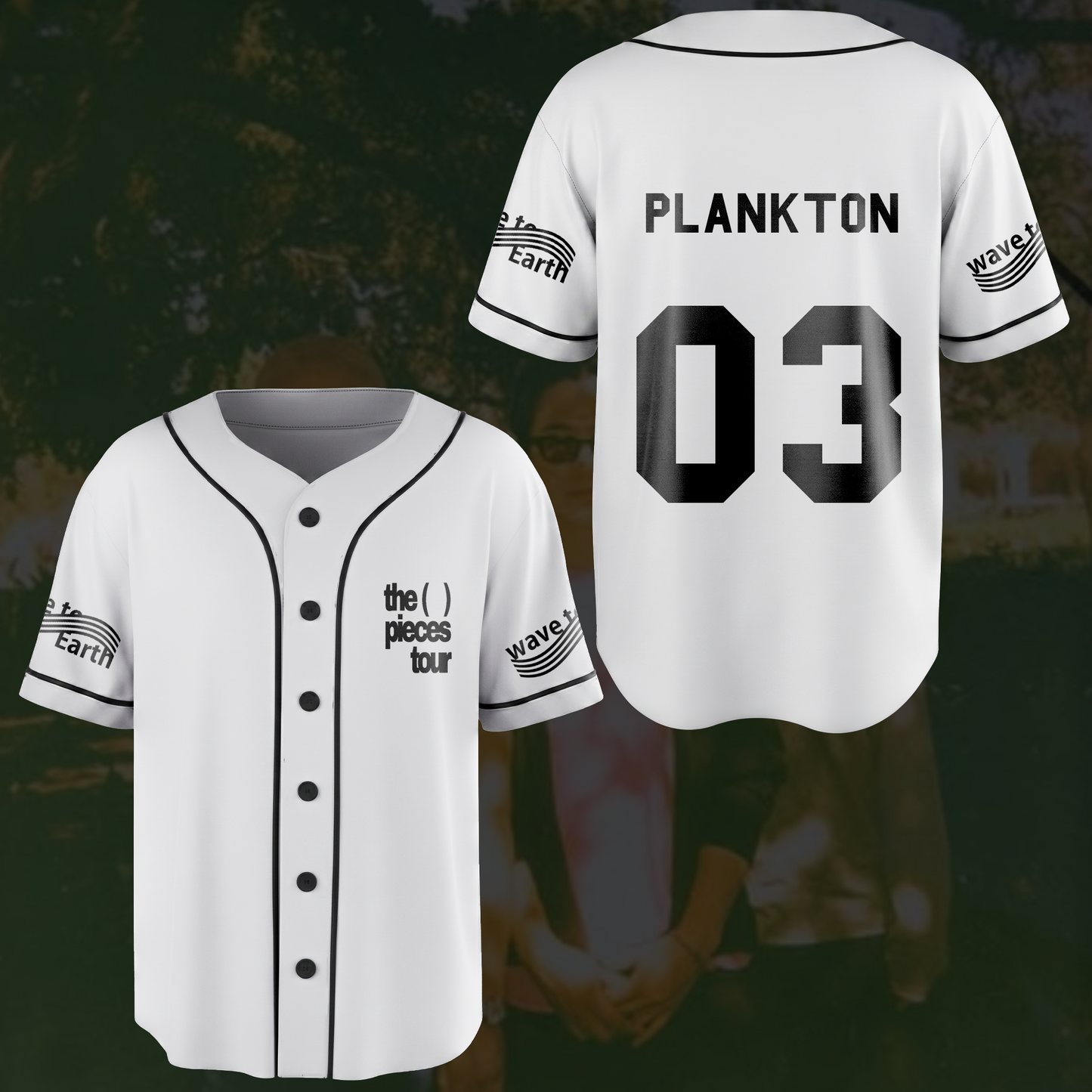 The Piece Tour Wave To Earth White Baseball Jersey Bad Piece Fan Edition