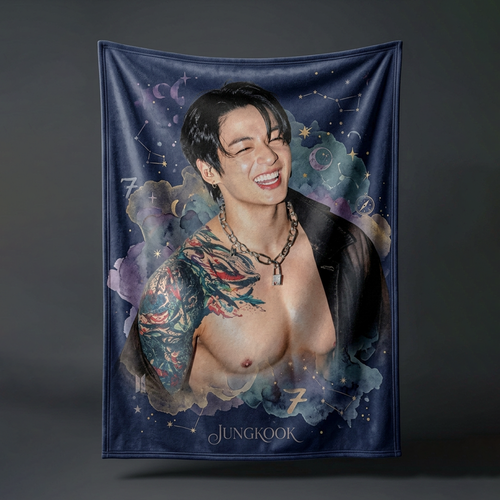 BTS Jungkook Star Fleece Blanket Soft K-Pop Home Decor Gift For Fans