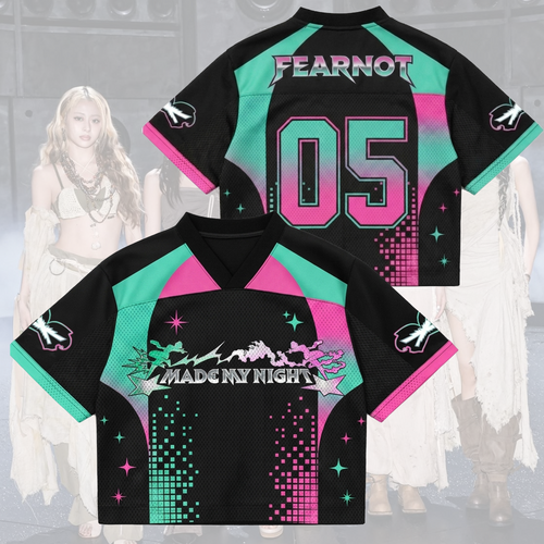 Wonderful FEARNOT Le Serrafim Pureflow Mixed Mesh Jersey Made My Night Gift for Fan