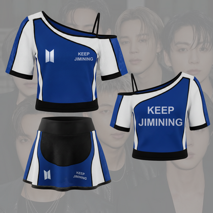 Keep Jimining Keep Swimming BTS World Tour Off Shoulder Mesh