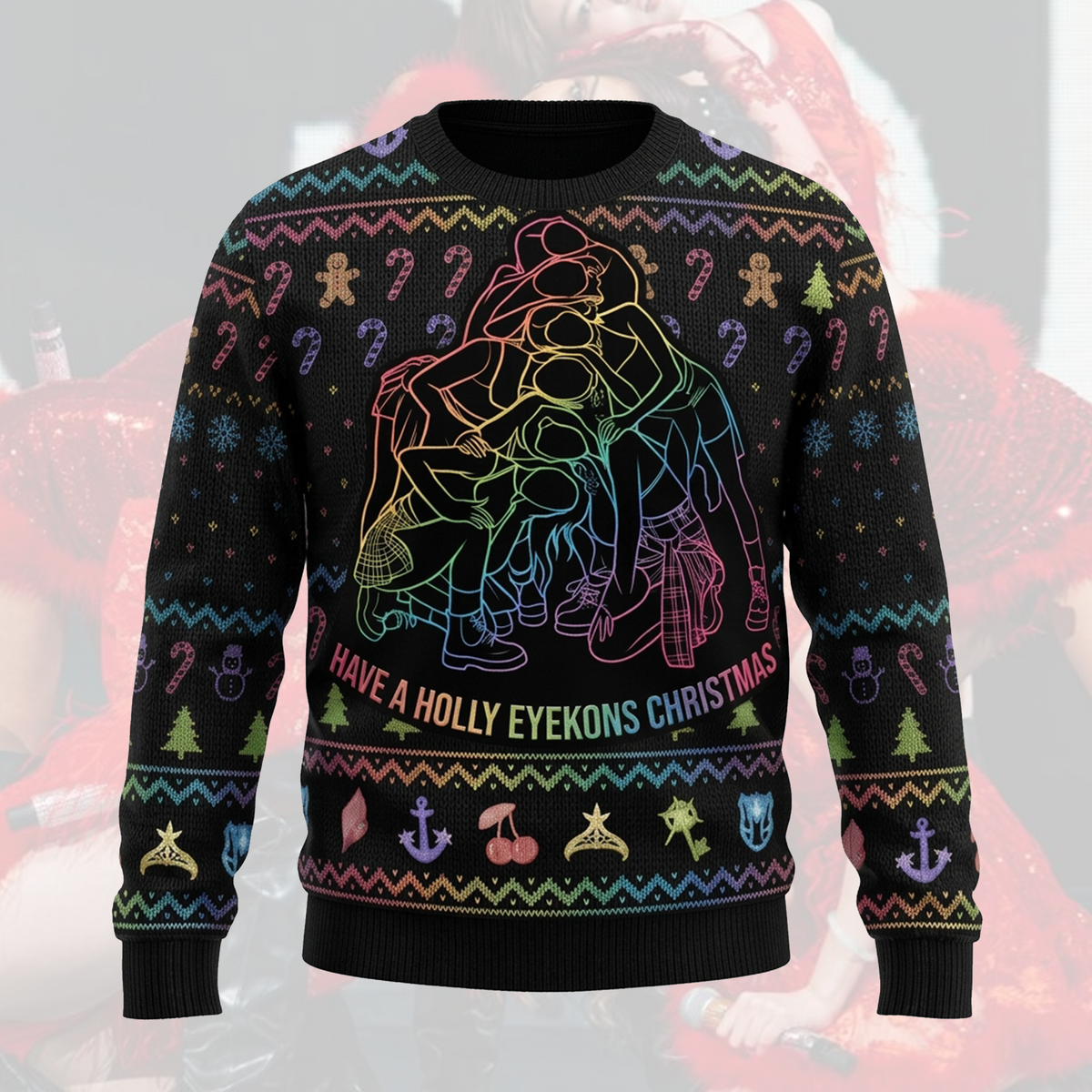 Katseye Have A Holly Eyekons Ugly Christmas Sweater Gift For Fans